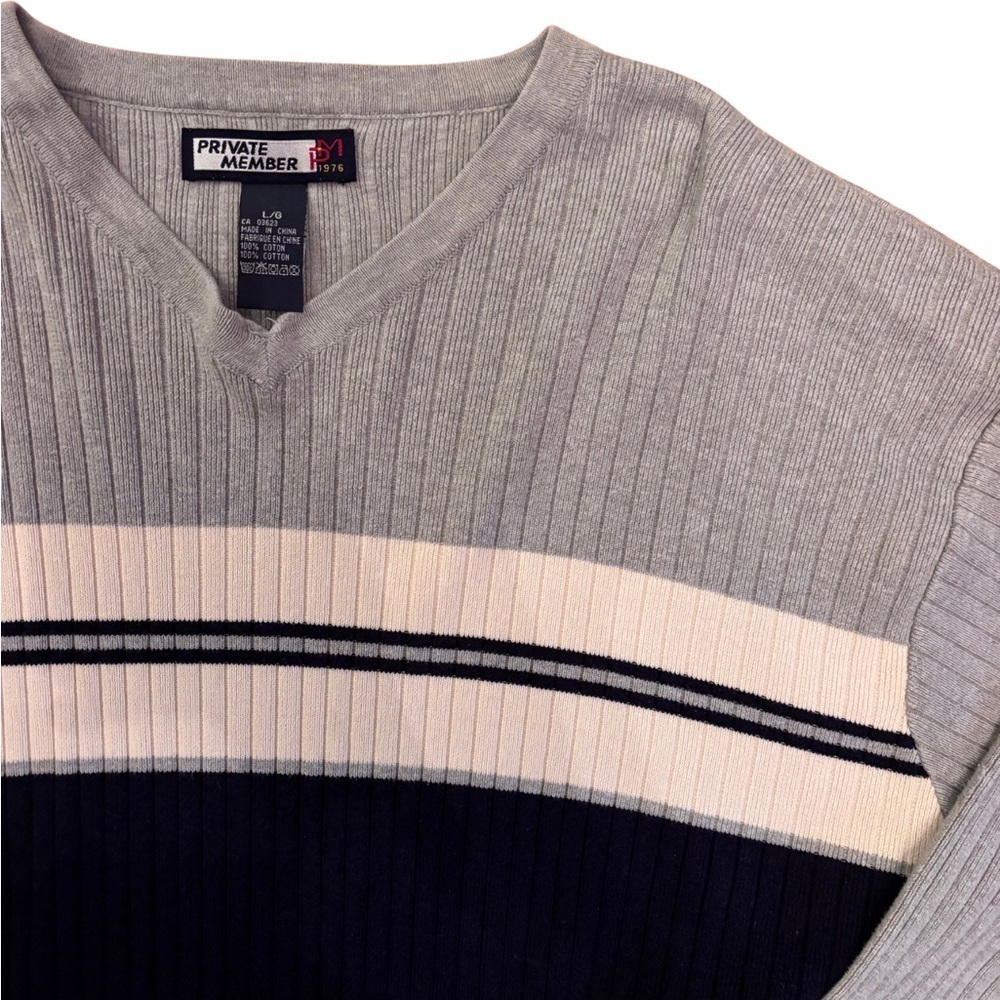 Private Member Y2K Men's Gray and Navy Sweater - Picture 2 of 3